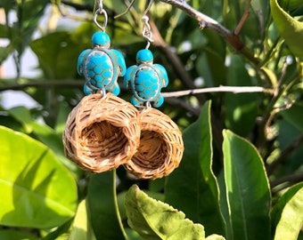 Turtle basket earrings