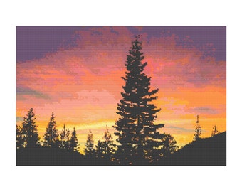 Tahoe Sunset Cross stitch pattern