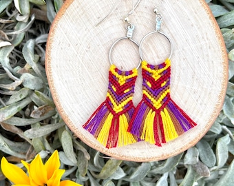 Red and yellow dangly earrings