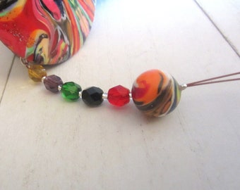Threader for Diz, Pull Yarn Through Button Holes, Made with Polymer Beads and Crystals.