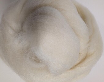 Bare Natural BFL Wool Combed Top Roving, White for Dyeing, Spinning, Felting, Weaving, 4oz 113grams