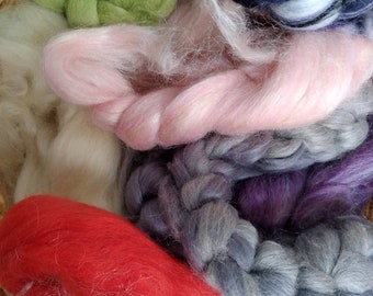 Mill Ends, Combed Top Roving, Mixed Wool for Making Rolags, Batts, Art Yarn, Felting, 100g/3.5oz