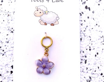 Stitch Marker For Knit and Crochet, Purple Flower