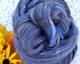 Midnight delight Luxury Combed Top, Merino, Tweed, Bamboo, For Spinning, Felting, Weaving, 100g