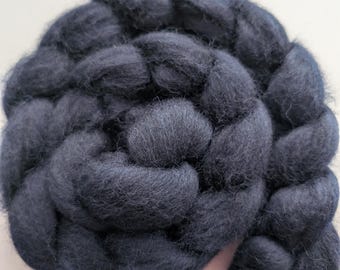 Tanzanite BFL/Cheviot Combed Top for Spinning, Weaving, Rug Hooking. Extremely Dark Blue, 70/30 mix, 100g