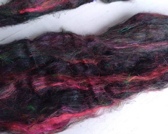 Sari Silk Accent Witches Brew, To Add to Art Batts, Rolags, Blended Combed Top Roving, Felting