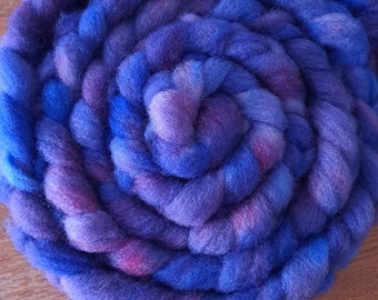 Suffolk Wool Roving, Hand Dyed, Ready to Spin into Yarn, 100g