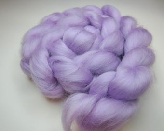 23 Micron SW Merino Taffy, Lilac, Combed Top Roving Wool Fiber, For Spinning, Weaving, Rug Hooking, Not Felting, 100 grams