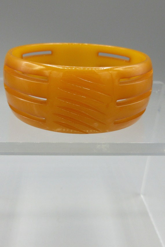 Vintage Bakelite Pierced and Carved Bracelet or Ba