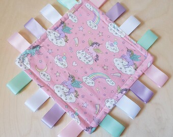 Taggy Blanket 22cm Fox /& Owls Blanket Fidget Blanket Woodland Animals Blanket