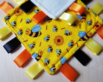 Taggy Blanket 22cm Fox /& Owls Blanket Fidget Blanket Woodland Animals Blanket