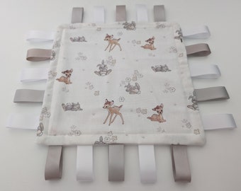 Bambi + Thumper 8" Taggy Blanket Comforter Taggies Boys or Girls Baby Shower Gift Sensory Aid Activity Fidget Blanket