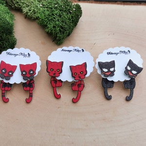Deadpool, Venom, Hellboy Comic Inspired Stud Earrings