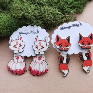 Fox, Nine-tailed Fox Stud Earrings