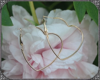 Boucles d’oreilles coeur Or 4 cm