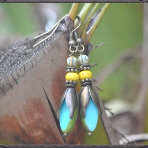 Light-blue-yellow Boho Earrings image 7