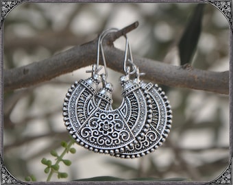 Filigree boho creole earrings Silver 5