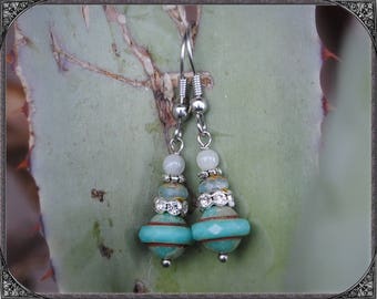 Boucles d'oreilles turquoise argent pailleté