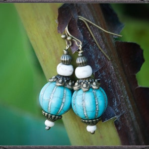 White-turquoise BOHO Earrings image 3