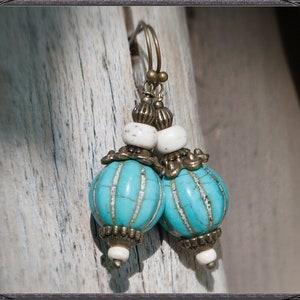 White-turquoise BOHO Earrings image 2