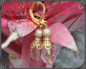 Earrings Cream Gold Pink