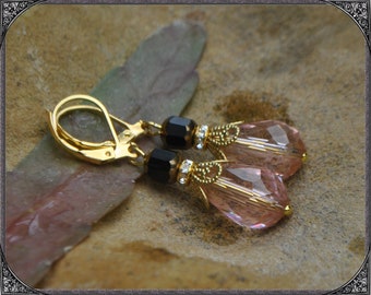 Pendientes Negro-Oro-Rosa