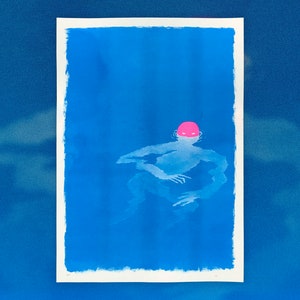 Swimmer A3 Riso Print