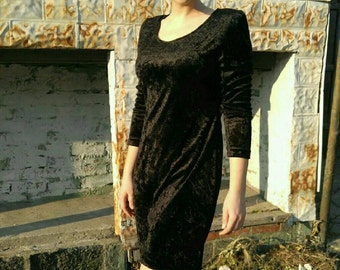 Vintage Black Velvet Dress