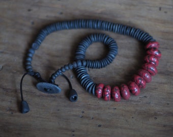 Smokefired ceramic necklace