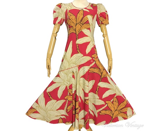 Vintage 1960s 1970s / Hawaiian Dress / Cotton Dre