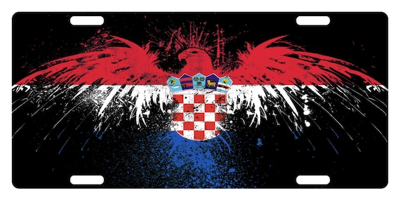 CROATIA Flag Custom License Plate Trobojnica Emblem Wave Version