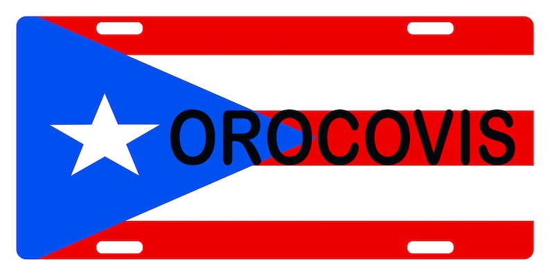 Puerto Rico Flag OROCOVIS License Plate PR Boricua Emblem