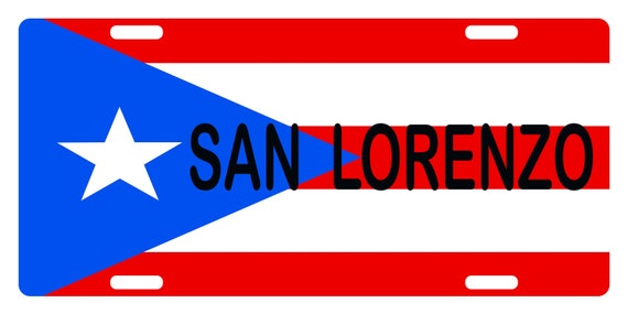 Puerto Rico Flag San Lorenzo License Plate Pr Boricua Emblem Etsy