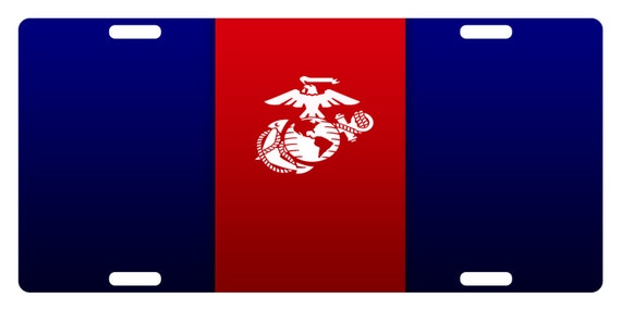 USMC Custom License Plate US Marines Corps Emblem USMC Black Version #1