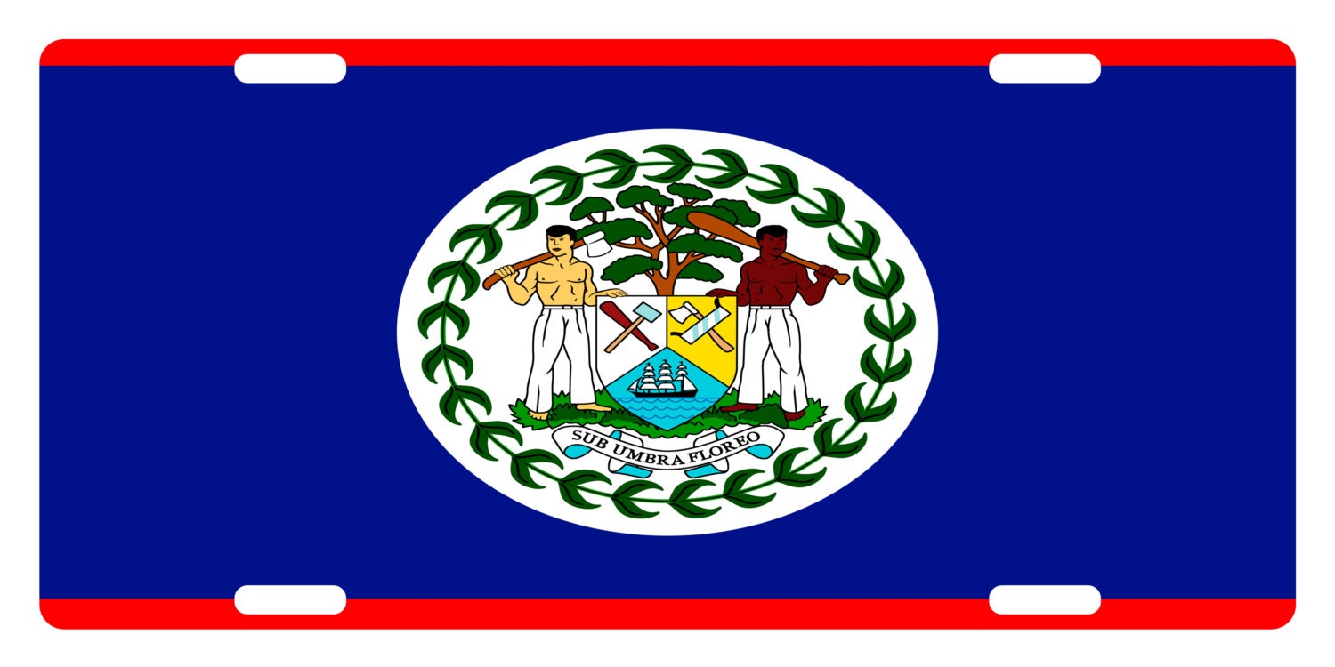 Belize Flag Custom License Plate Sub Umbra Floreo Emblem Etsy
