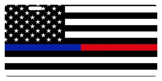 Fast Service Designs Law Enforcement Thin Blue Line Custom License Plate Police Emblem Version #1