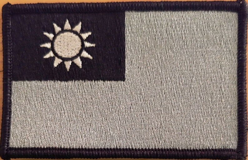 White And Gray Iron-On Sew Patch ARMY Morale Military Emblem Taiwan Flag Patch Black