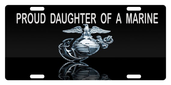 USMC Custom License Plate US Marines Corps Emblem USMC Black Version #1
