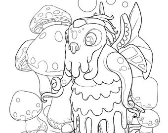 Adorable Aliens Enteloma Queen Coloring Image 8.5 inches x 11 inches