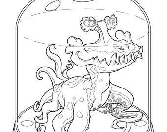 Adorable Aliens Carnivorous Hendecipus Coloring Image 8.5 inches x 11 inches