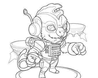 Adorable Aliens General Boomer Coloring Image 8.5 inches x 11 inches