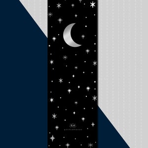 MOON & STARS Silver Foil Bookmark