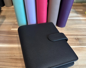 A6 Budget Binder Organizer, Saffiano PU Vegan Leather, Gold or Black Hardware HOLLY