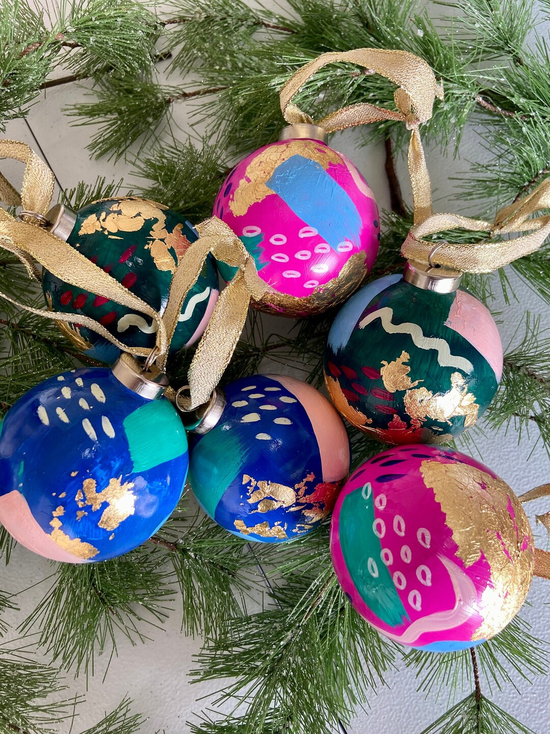 Handpainted Ceramic Christmas Ornament / Holiday Decor / Colorful