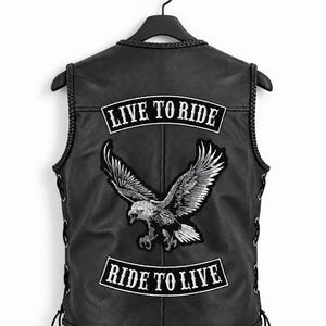 Eagle & Live To Ride Rocker Patch Set 12" | Embroidered Back Patches