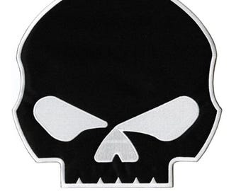Punisher Willie G. Skull Patch 10" | Black Embroidered Skeleton Iron On | Large