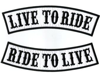Live to Ride Embroidered Rocker Patches 12" | Large Biker Jacket Back Patch