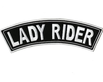 Lady Rider Top Rocker Patch | Embroidered Biker Vest Applique