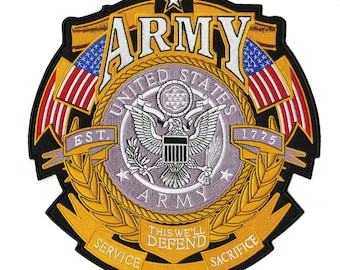 US Military Veteran Patch 11" | American Flag Tribute Support Our Troops Embroidered Iron On | Large