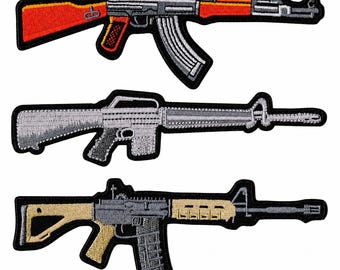Assault Rifles Patch 4.5" | Military Vet Gun Small Embroidered Patches 3pc Set